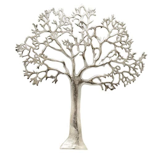 Image of Carousel Home Gifts 60cm Silver Metal Tree Of Life Wall Art | Wall Mounted Tree Art Plaque | Large Decorative Tree