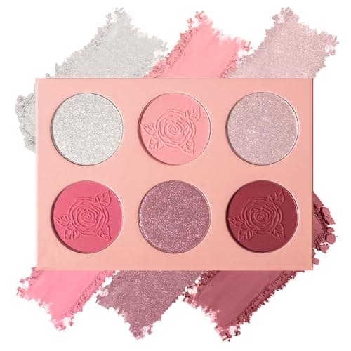 Image of Prreal Contour Blush Highlighter Palette, 6 Colors Blush Powder Palette, Highlighter Powder Palette, Natural Shimmer Highlighter Blush Palette Facial Bronzers, Long-Lasting 3 in 1 Makeup Palette,#01