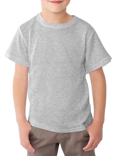 Image of Looks Divine Gift Kids T-Shirt Crew Neck Short Sleeve Boys Cotton T-Shirt Plain Tops for Childerns (UK, Age, 9 Years, 11 Years, Regular, Heather Grey)