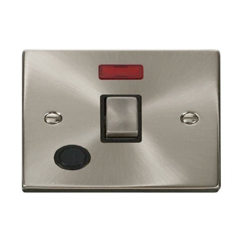 Image of CLICK DECO SATIN CHROME 1 GANG 20 AMP DP SWITCH FLEX WITH NEON VPSC523BK