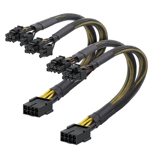 Image of Cable Matters 2-Pack PCIe 8 Pin to Dual 8 Pin (6+2) PCIe Power Adapter for GPUs - 22cm (8 Pin PCIe Cable GPU, Dual 8 Pin PCIe Cable)
