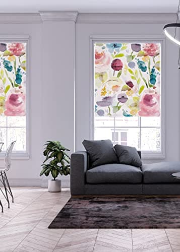 Image of Lister Cartwright Floral Autumn Patterned Roller Blinds (120 x 140 cm) | Cut to Size Blackout Blinds for Windows | Bedroom, Bathroom, Kitchen & Door Window Blinds | Easy Fit Child Safety Roller Blinds