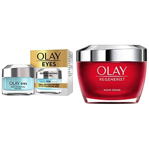 Image of Olay Eyes Deep Hydrating Eye Gel For Tired Dehydrated Skin With Hyaluronic Acid, 15ml & Regenerist Night Cream 50 ml