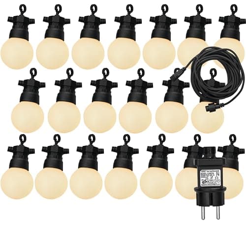 Image of Luxform Lighting Honolulu Mains 24V LED Festoon Pergola Outdoor Garden String Lights Set 20 G50 Bulbs 12M