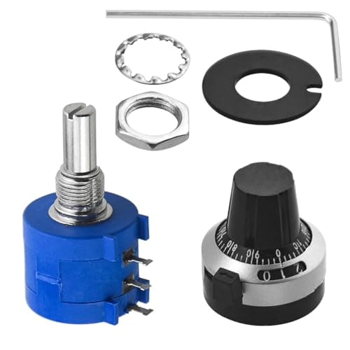 Image of WMYCONGCONG 1K Ohm 10-Turn Rotary Wirewound Precision Potentiometer Resistor with Rotary Dial Knob (3590S-2-102L)