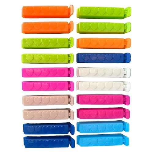 Image of ASPIRE UK 10 X Reusable Food Bag Sealing Clips, Strong Plastic Bag Clips for Kitchen Storage, Airtight Snack Bag Sealers for Bread, Cereal & Freezer Bags, Colourful Food Saver Clips for Freshness