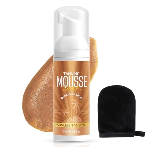 Image of Moisturising Tanning Mousse - Medium Shade - Fast-Drying Self-Tan Mousse for a Natural Bronze Glow - Streak-Free Fake Tan - Rapid Development - Self Tanning Mitt Applicator - 60ml