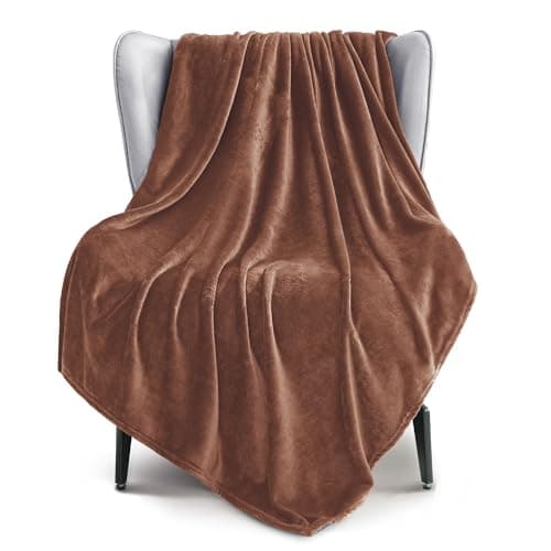 Image of Exclusivo Mezcla Extra Large Fleece Throw Blanket for Couch, Sofa, 300GSM Super Soft and Warm Blankets, Brown Throw All Season Use, Cozy, Plush, Lightweight, 127x178 CM