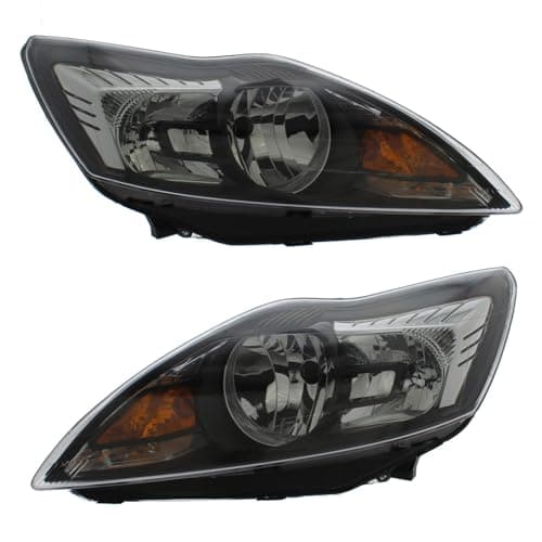 Image of XYZ Parts Replacement Headlight Assembly Electric Black Inner Compatible With Ford Focus Mk2 Convertible Estate Hatchback & Saloon 2008-2011 For UK 1 Pair Drivers Right Hand & Passengers Side Left