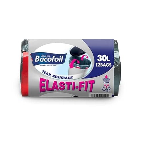 Image of Bacofoil 12 x 30L Elasti-Fit Kitchen Bin Liners