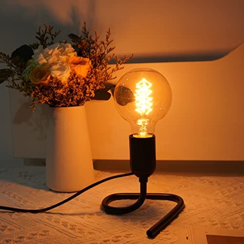 Image of Luxvista Table Lamp with E27 Base, Triangular Vertical Lamp Holder, 50W Maximum, 1.8m Cable with Plug and Switch, AC 220-240V, Black