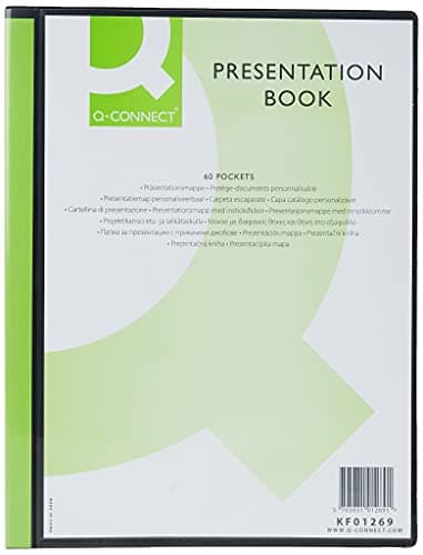 Image of Display Book Q-CONNECT with Front Cover Pocket PP A4 820 Micron 60 Pockets Black/Document Archiving/Type-60 Pockets/Kind-with a Pocket/Index-N.a. / Pockets-N/D/Material-PP/Dividers-N.a.