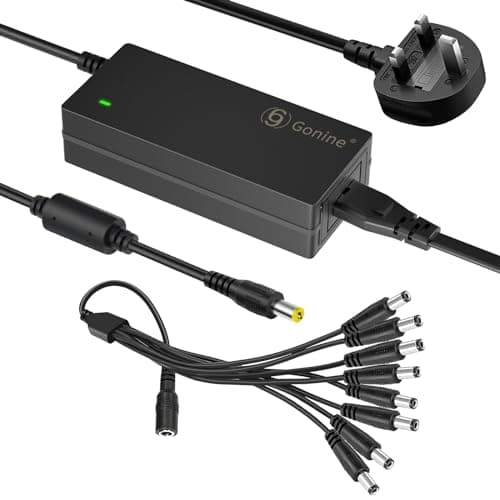 Image of 12V 5A 60W Security Camera Power Adapter 100V-240V AC to DC with 8-Way Power Splitter Cable Power Supply for CCTV Security Camera DVR, LED Strip Lights