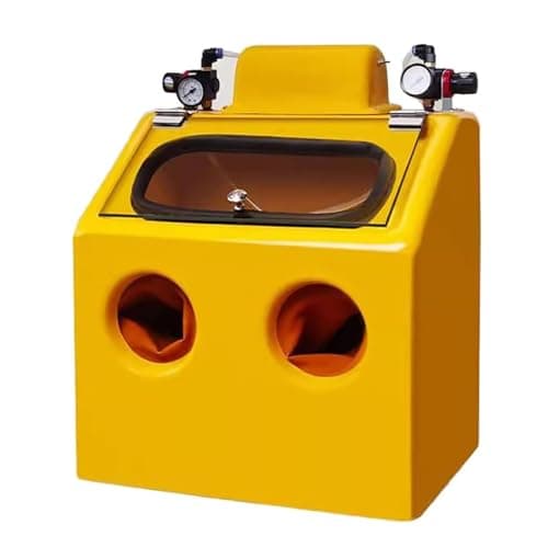 Image of Sand Blaster Cabinet - Heavy Duty Wet and Dry Sandblaster for Parts Processing - Adjustable Air Pressure, Two-Hand Operation, Bench Top Blaster with Lighting