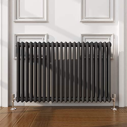 Image of ELEGANT Traditional Radiator Anthracite Double Horizontal Cast Iron Grey Radiator - Perfect for Kithcen, Living Room, Bathroom Radiators 2 Column 600 x 1010 mm