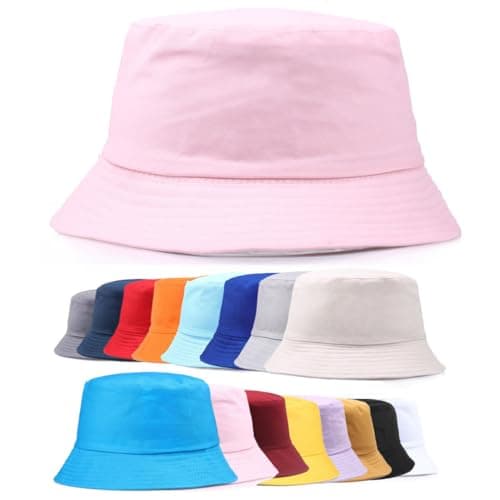 Image of Van Der Linn Adults Cotton Bucket Hat Fishing Fisher Beach Festival Sun Creative (Pink)