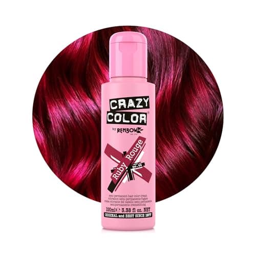 Image of Crazy Color Vibrant Ruby Rouge Semi-Permanent Hair Dye. Highly Pigmented Wine Red/Plum Conditioning & Oil Nourishing Vegan Formula | No Bleach or Ammonia | 100ml