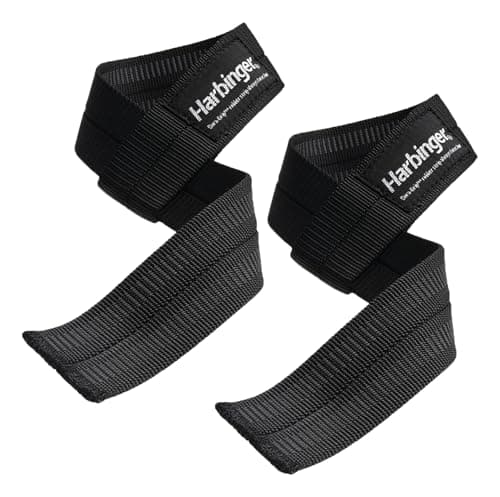 Image of Harbinger Big Grip Padded Lifting Straps, Weight Lifting, Strength Training Equipment, Black, Pack of 2
