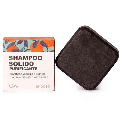 Image of Enooso Clarifying Shampoo Bar for Oily Hair, Anti Dandruff with Charcoal, Kaolin Clay & Panthenol - No SLS, Parabens, Silicone-Free - Solid Natural shampoo bar, Vegan & Made in Italy, 2.3oz (65g)