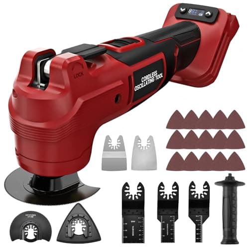 Image of Cordless Oscillating Tool for Mil-waukee 18V Battery, Max 21000 OPM Brushless Motor, 6 Variable Speed & Smart Auto Model, Anti-Vibration, 23PCS Oscillating Multi Tool for Sanding & Cutting(No Battery)