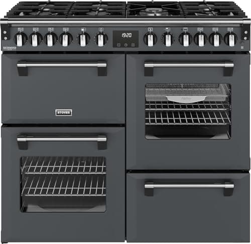 Image of Stoves Richmond Deluxe 100DF 100cm wide Dual Fuel Range Cooker with Gas Hob - Anthracite - A Rated