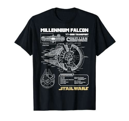 Image of Star Wars Gold Millennium Falcon Schematics T-Shirt