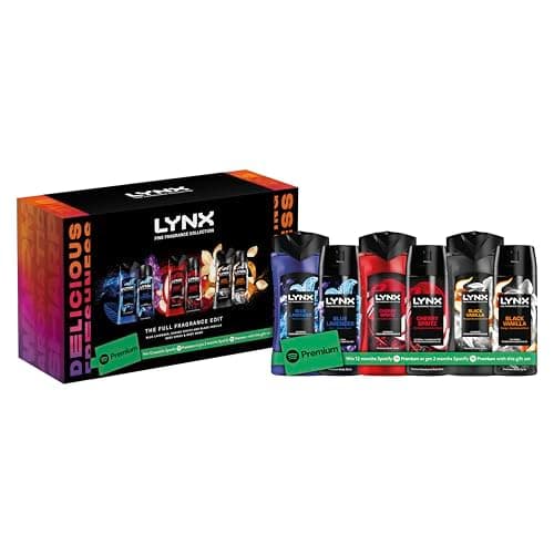 Image of Lynx Gift Set The Full Fragrance Edit with three body spray and body wash duos includes 2 months of Spotify Premium* 6 piece