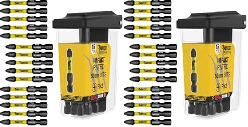 Image of 15 x SabreCut SCRPH25015B 50mm PH2 Magnetic Impact Screwdriver Driver Bits Set in a TIC TAC Box Single Ended Phillips Heavy Duty (Pack of 2)