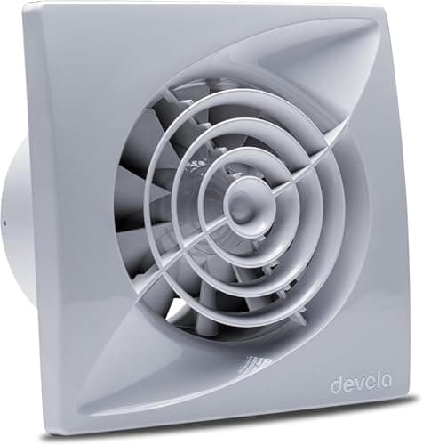 Image of Devola 100mm Bathroom Extractor Fan with Humidistat and Timer, Quiet Axial Fan, 4 inch Bathroom Fan, Kitchen Fan, Made in Britain (Humidistat & Timer Model) - DVQF100H