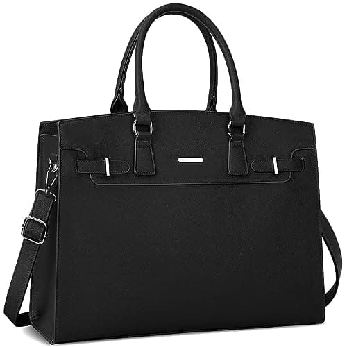 Image of KTMOUW Laptop Bags for Women Tote Bag 15.6 Inch Ladies Leather Large Laptop Work Handbag Designer Business Office Computer School Shoulder Bag Black