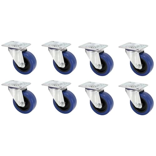 Image of Adam Hall Hardware 372151 M8 AH - 8x Steel swivel castor with blue wheel, 100 mm