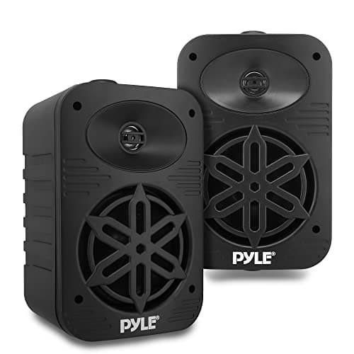 Image of Pyle Indoor Outdoor Speakers Pair 500W Waterproof 13.3cm 2-Way Full Range Sound System with AM FM Radio, Wired Home & Marine Audio for Boat, Patio, Deck, Poolside (Black)