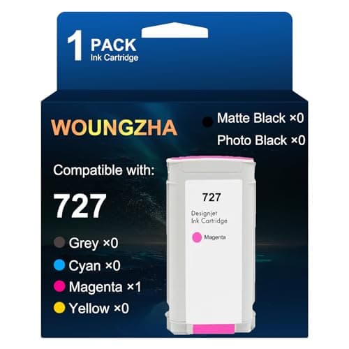Image of Woungzha Compatible Ink Cartridge 727 130ML High Yield Replacement for HP DesignJet T1500 T2500 T2530ps T3500 T920 T930 T930 T1530 Postscript Printers (1 Magenta)