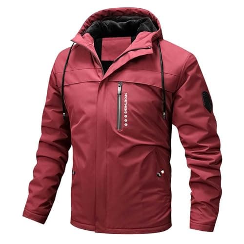 Image of Men's Bomber Jacket with Hood, Transition Jackets, Men's Vintage, Lightweight Casual Blouson Jacket with Zip Pocket, Slim Fit, Hiking Jacket, Classic Leisure Jacket, Outdoor Sports Jacket, Hybrid