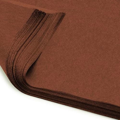 Image of Pack of 10 x Vibrant Tissue Paper 500mm x 750mm for Gift Bags, Wrapping, Flowers, Wedding, Arts Crafts - Quality Acid Free (Brown)