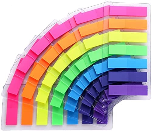 Image of 980 Pcs Colored Sticky Notes Flags 7 Color Index Tabs Index Flag Bright Colors Fluorescent Sticky Page Markers Page Makers, Mini File Tabs Flags Colored Writable Arrow Index Tabs for Bookmarks