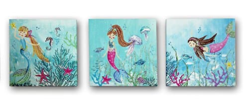 Image of Arthouse, Arthouse Mermaid World Glitter Set of Three Canvas