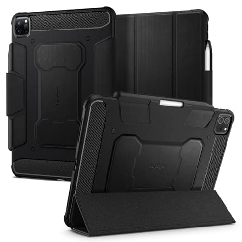 Image of Spigen Rugged Armor Pro Case Compatible with iPad Pro 11 inch (2022/2021/2020/2018 Model) with pencil holder/Stand - Black