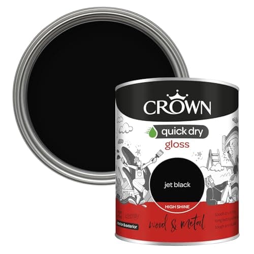 Image of CROWN Jet Black - Quick Dry Gloss Paint - Wood & Metal - Non Yellowing - Black Paint - 750ml 750ml Quick Dry Gloss