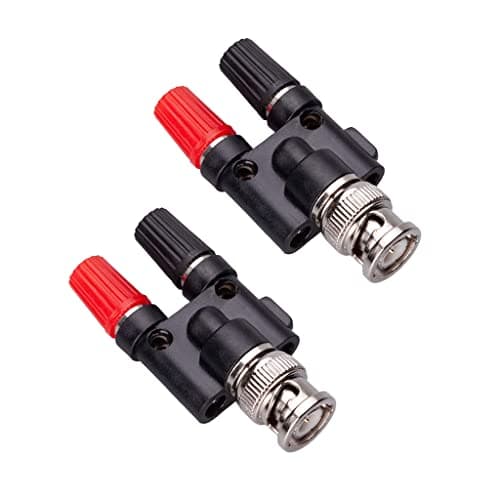 Image of Alnicov 2PCS BNC Male Plug to 2x4mm Dual Banana Jack Socket Binding Post Audio Adapter Connector