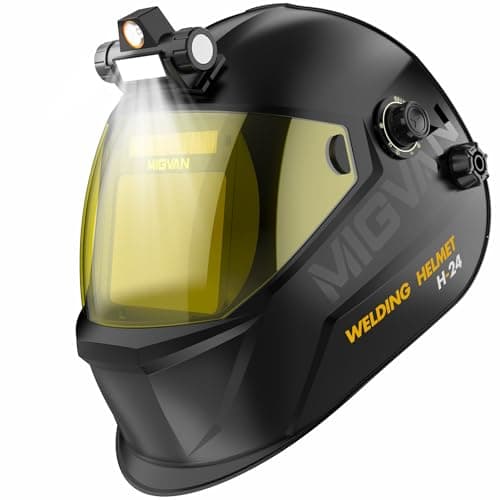 Image of MIGVAN Welding Mask with Light, True Color Auto Darkening Welding Helmet Large View, Solar Powered Welding Hood, 4 Arc Sensor Wide Shade 4/5-9/9-13 for Stick MIG TIG Cut