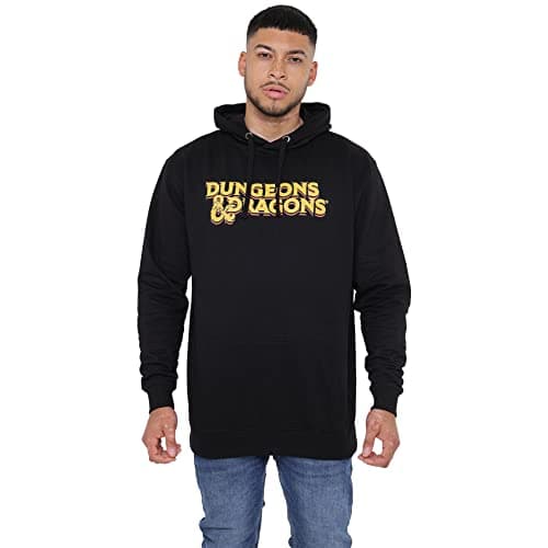 Image of Cotton Soul Dungeons & Dragons 70s Logo Mens Hoodie, Black, LRG