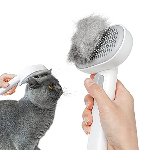 Image of aumuca Cat Dog Brush with Release Button, Cat Grooming Comb for Long or Semi-Short Haired Cats, Pet Brush for Shedding Removing Loose Fur and Massage