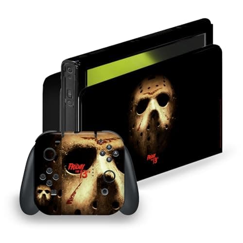 Image of Head Case Designs Officially Licensed Friday the 13th 2009 Jason Voorhees Poster Graphics Vinyl Sticker Gaming Skin Decal Cover Compatible With Nintendo Switch OLED Bundle