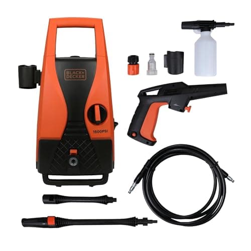 Image of BLACK+DECKER PW1450TD 1400Watt 105 Bar, 7.1 L/Min Flow Rate Pressure Washer for Car wash and Home use (Red & Black)