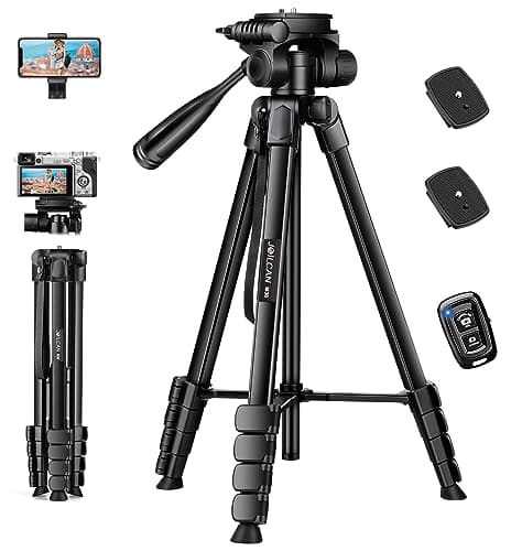 Image of JOILCAN Camera Tripod Stand for DSLR, 67" Phone Tripod for iPhone 17/16/15, Aluminum Lightweight Tripods for Smartphone with Remote, Outdoor Travel Tripods for Canon/Nikon/Sony/Fuji