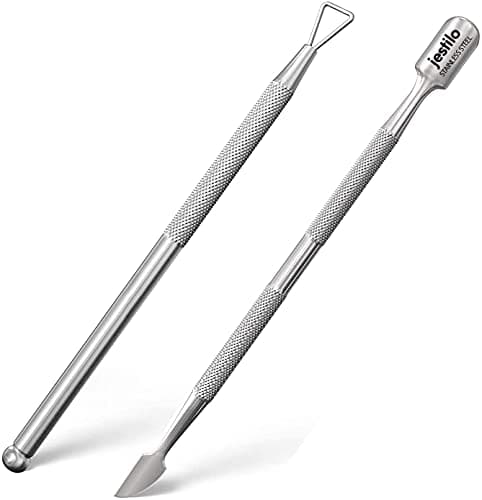 Image of Jestilo Stainless Steel Cuticle Pusher and UV Gel Nail Polish Remover [Pack of 2] Cuticle Remover & Trimmer | Nail Art Tools Scraper and Cleaner