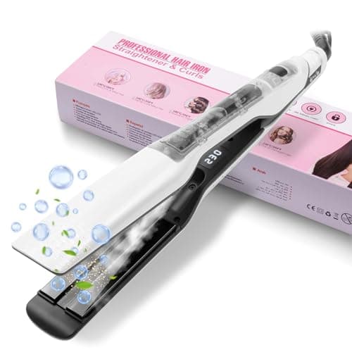 Image of UKLISS Steam Hair Straightener for Women, Professional Hair Straighteners with LCD Display & Safty Lock, 40MM Wide Plate Flat Iron, Hair Straighten & Smooth 2 in 1, Salon Hair Care Effect, 100-230℃