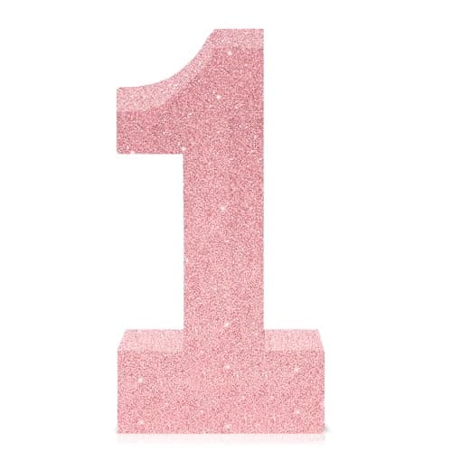 Image of Number 1 Glitter Table Decoration Centrepiece Pink,1st Birthday Table Decorations for Girls,20cm Sparkly 1 Sign Table Number Topper for Birthday Wedding Anniversary Table Decorations