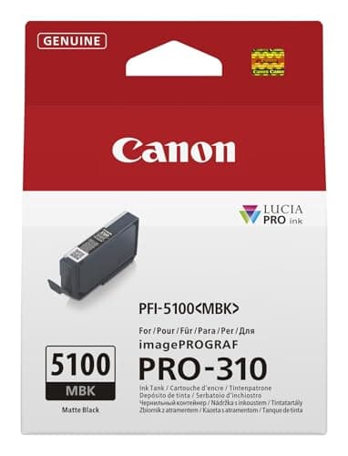 Image of Canon PFI-5100MBK Genuine Printer Ink Cartridge - High Performance & Fade Resistant Ink (1 x Matte Black Cartridge) - Compatible with imagePROGRAF PRO-310